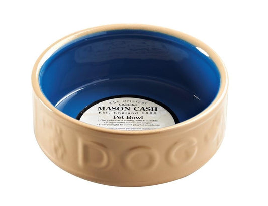 Cane Original Blue Lined Lettered Dog Bowl 18cm