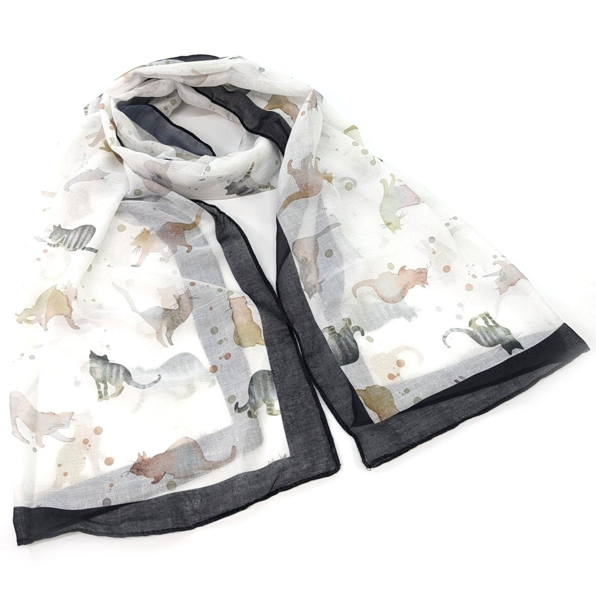 Watercolour Illustrated Cats Scarf