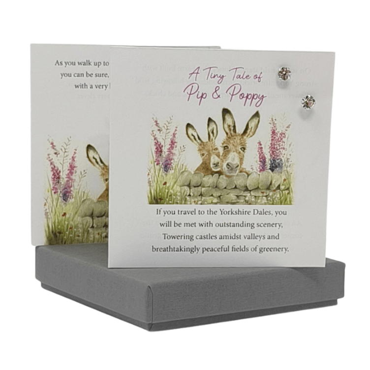 Tiny Tale of Pip and Poppy Extending Card with Silver Earrings