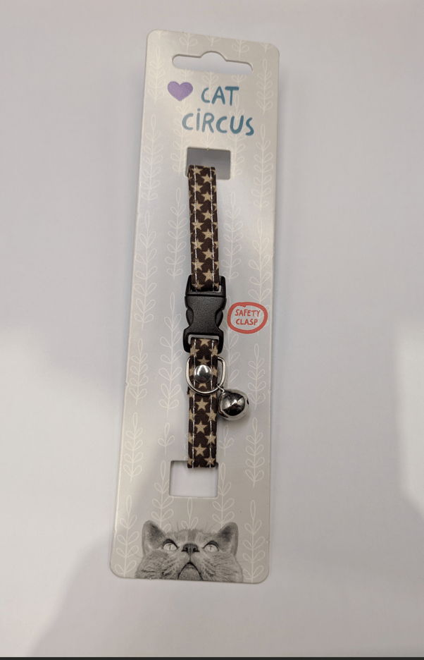 Cat Safety Collar, Brown Star Print