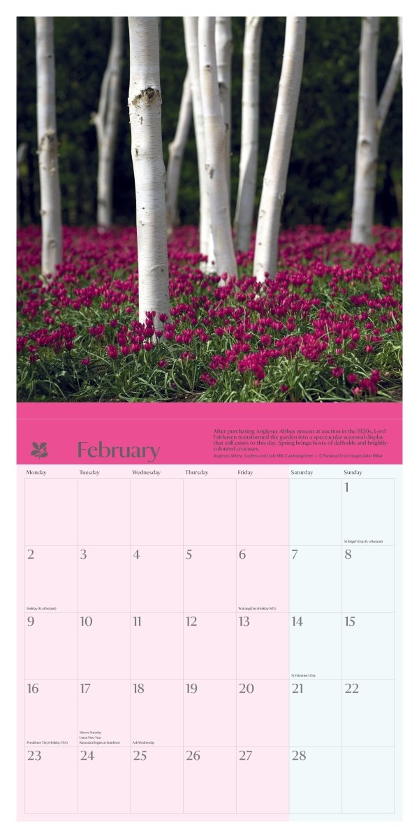 National Trust Gardens Square Wall Calendar 2026