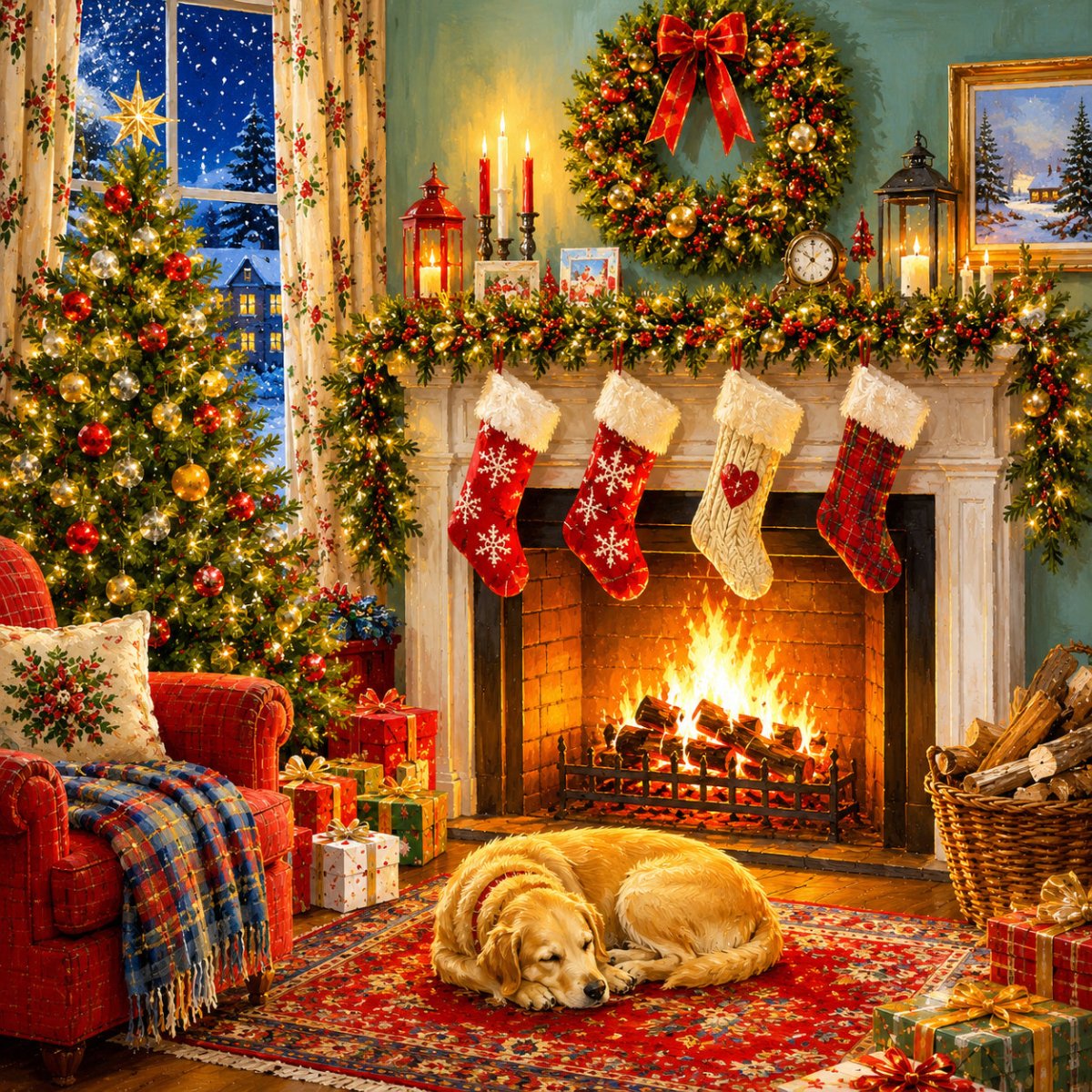 Fireside Nap Christmas Cards, 10 Pack