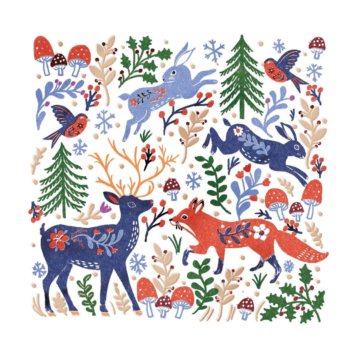 Woodland Folk Christmas Cards, 10 Pack
