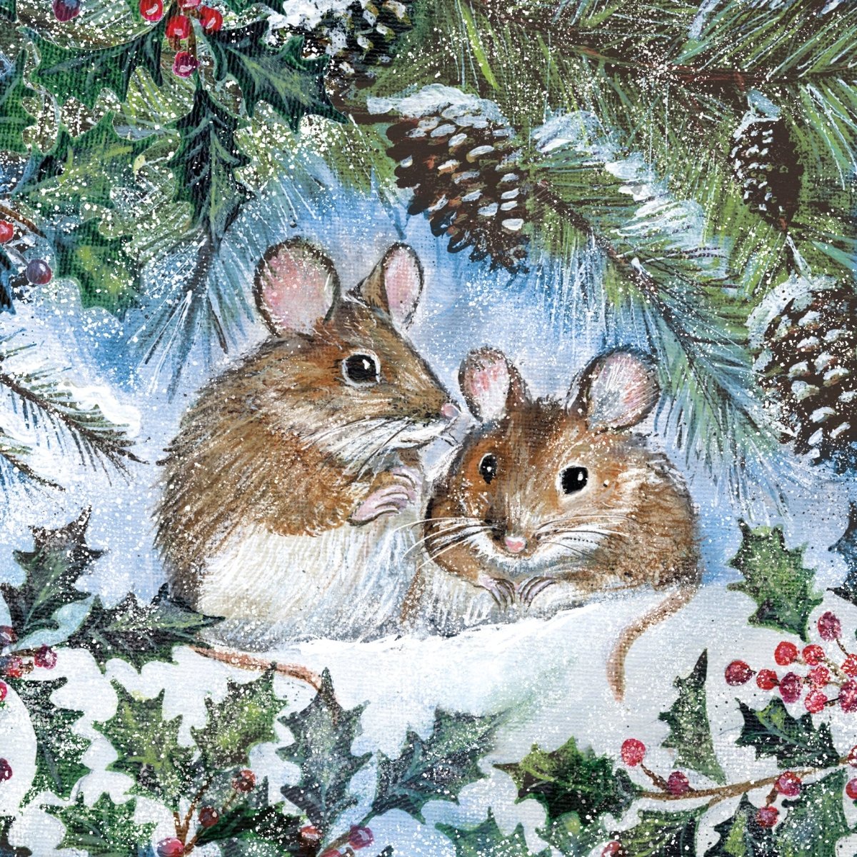 Mice in the Snow Christmas Cards, 10 Pack