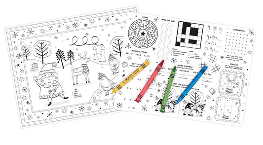 Festive Scene Colour-in Placemats with Crayons - 6 Pack