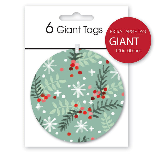 Festive Foliage Giant Gift Tags - 6 Pack