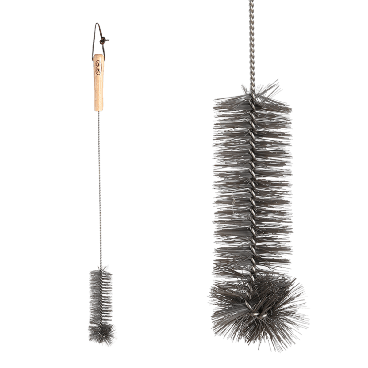 Bird silo feeder cleaning brush