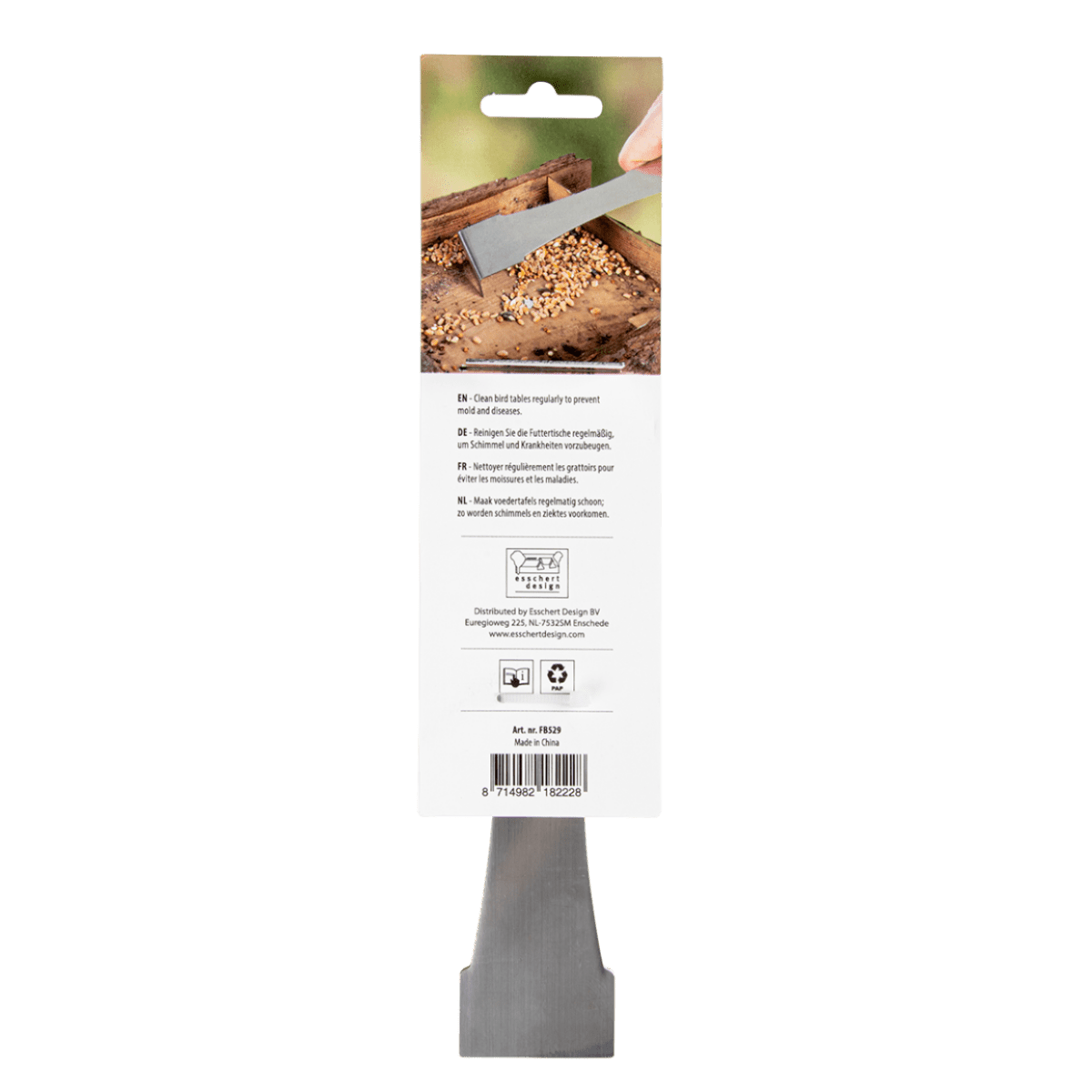 Bird table cleaning scraper