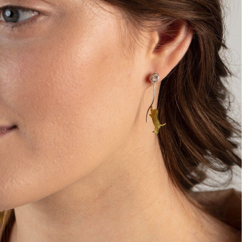 Amanda Coleman Playful Kitten Drop Earrings