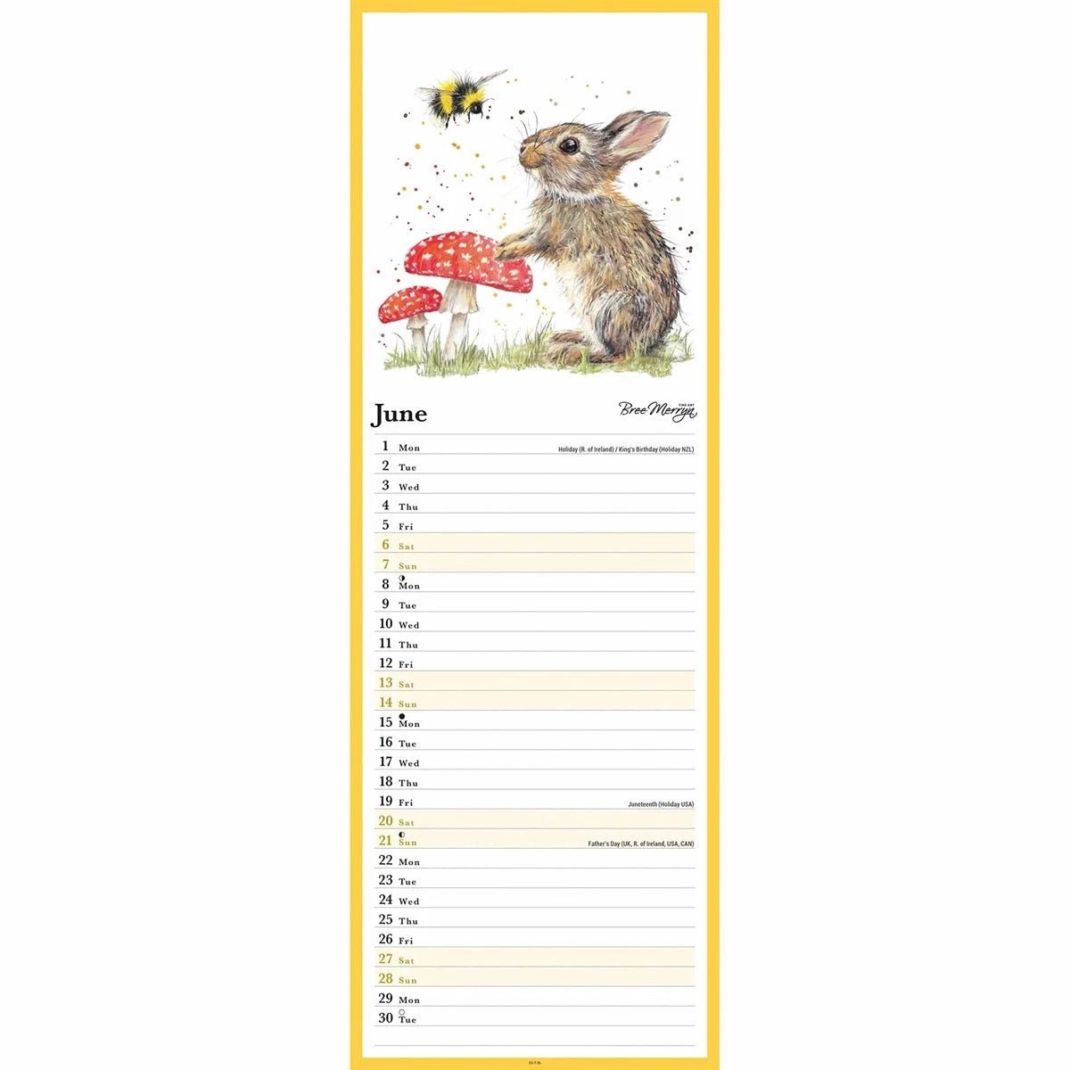 Bree Merryn Bumbles and Buddies Slim Wall Calendar 2026