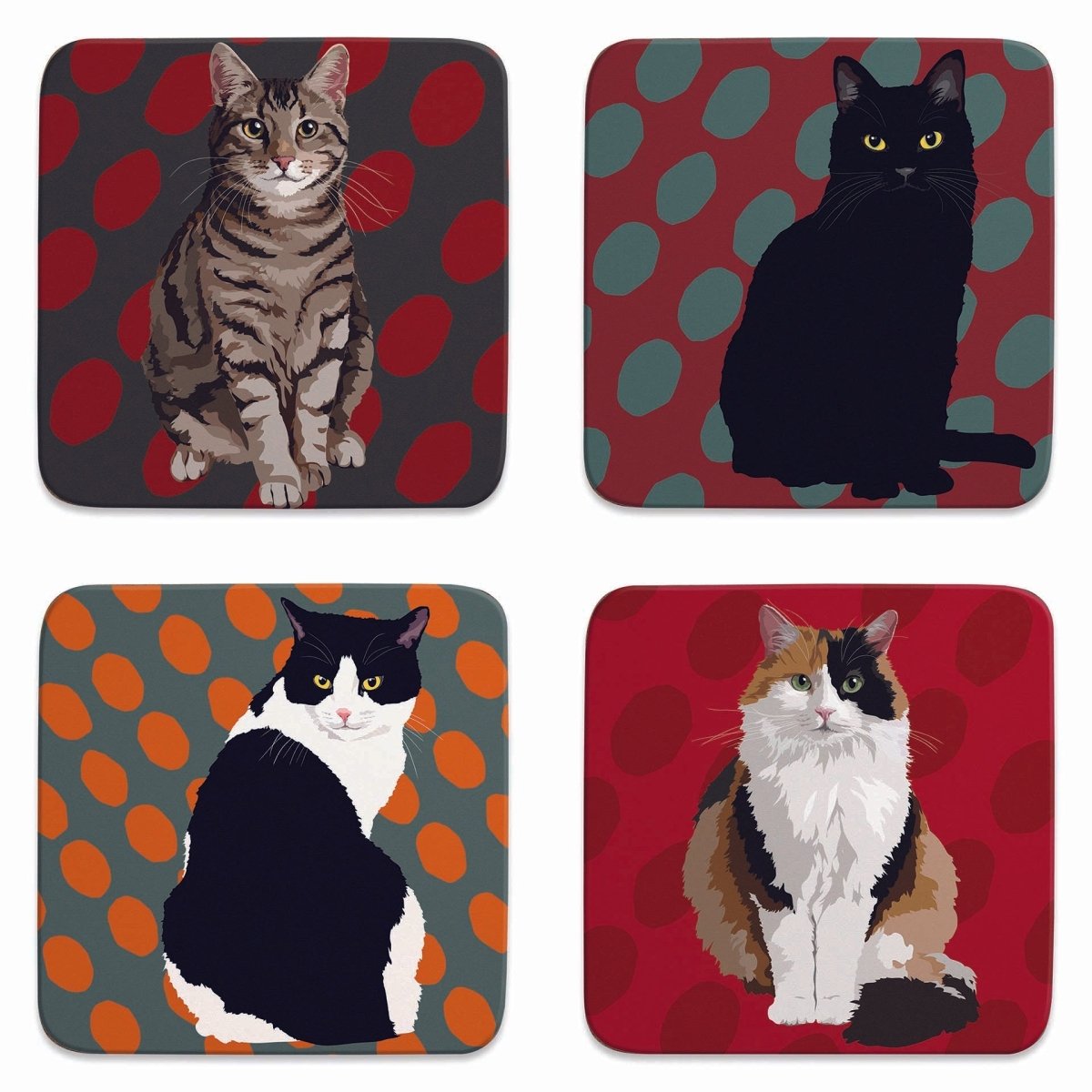 Cats Coaster Set by Leslie Gerry, Set of 4