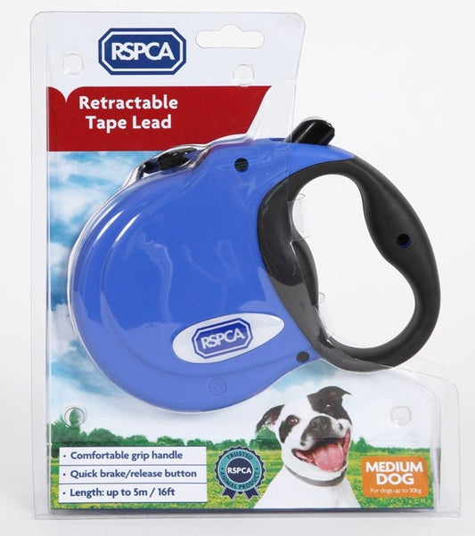 RSPCA Blue Retractable Tape Lead