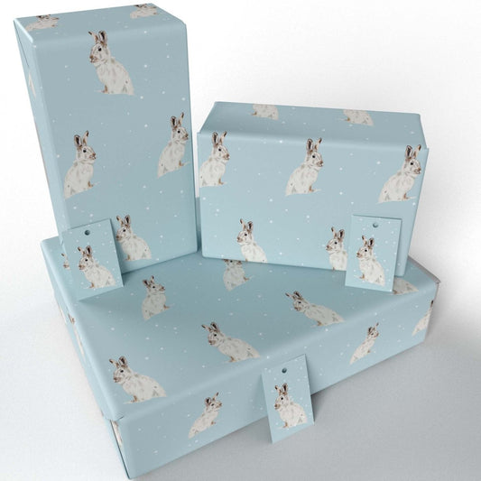 Christmas Winter White Hares Recycled Wrapping Paper by Sophie Botsford