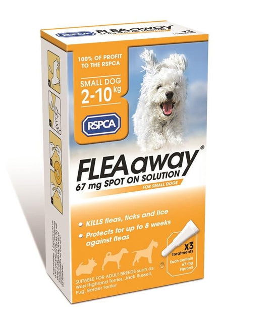 RSPCA FleaAway Spot On Solution for Small Dogs 2-10kg, 3 pack
