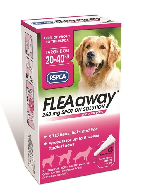 RSPCA FleaAway Spot-on Solution for Large Dogs 20-40kg, 3 pack