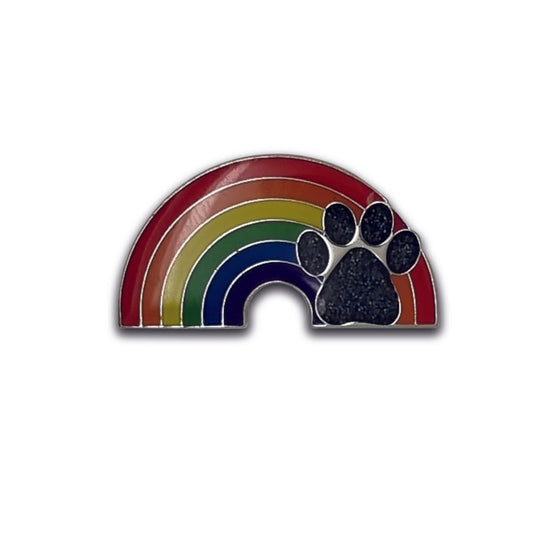 RSPCA Rainbow Glitter Paw Print, Pin Badge