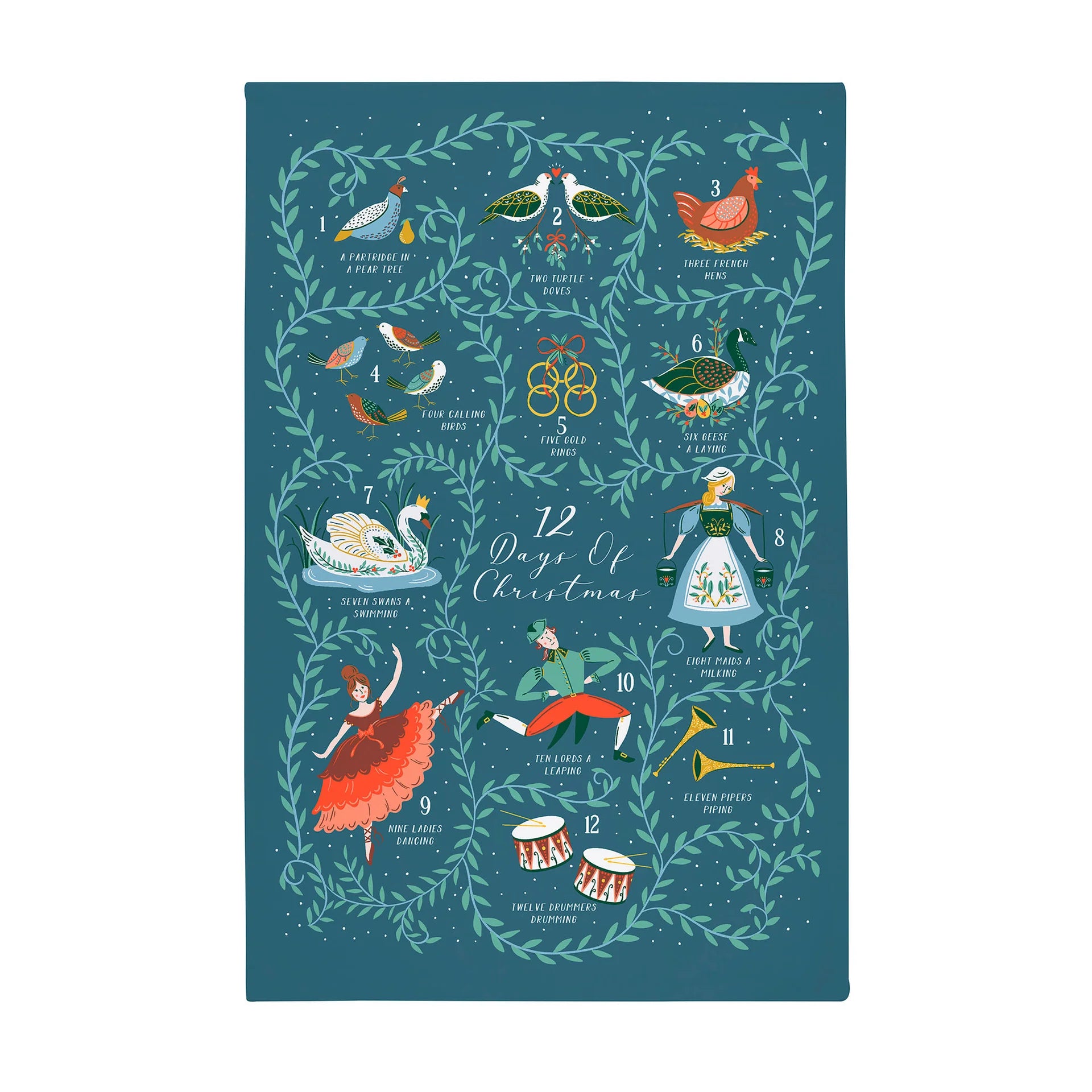 12 Days of Christmas Cotton Tea Towel