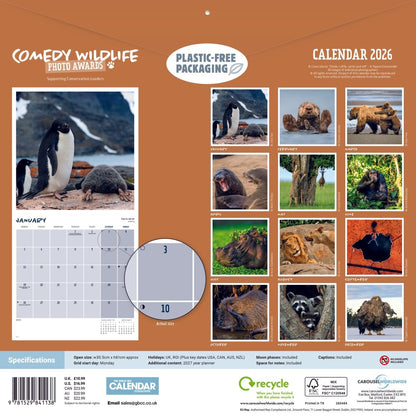 Wildlife Photography Comedy Awards Square Wall Calendar 2026