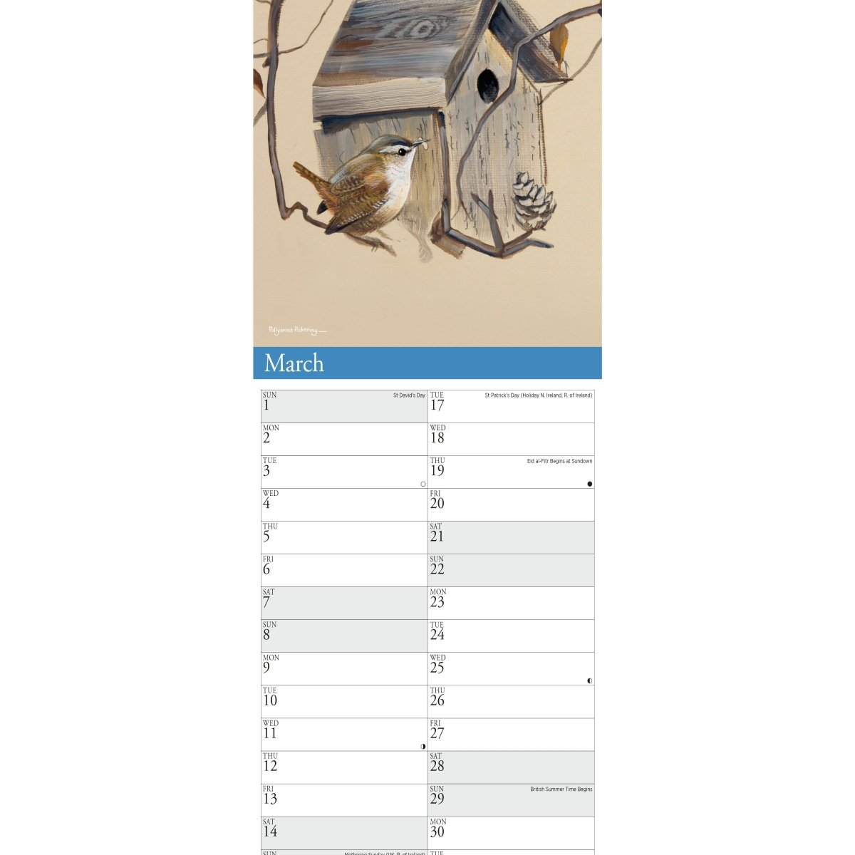 Garden Birds by Pollyanna Pickering Slim Calendar 2026