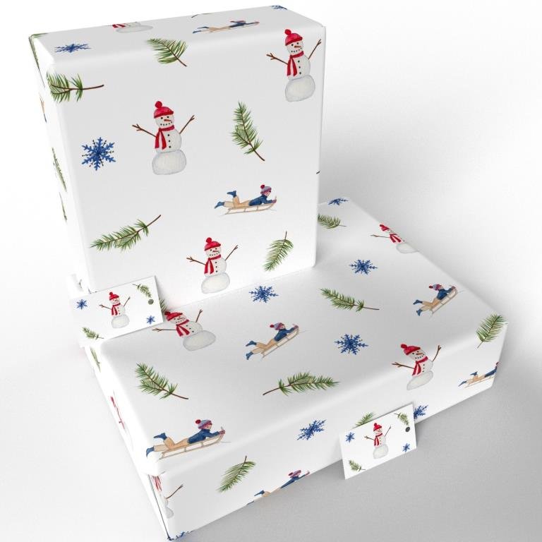 Christmas White Ten Pack Recycled Wrapping Paper by Sophie Botsford