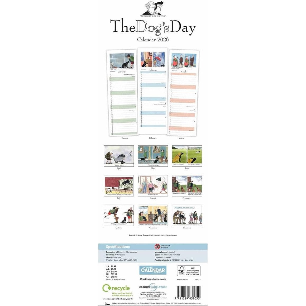 Tottering By Gently, Dogs Day Slim Calendar 2026