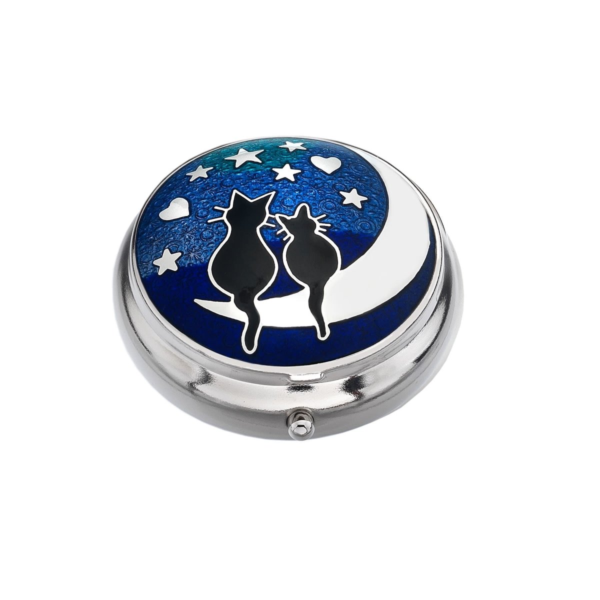 Love Cats & Moon Enamelled Pillbox