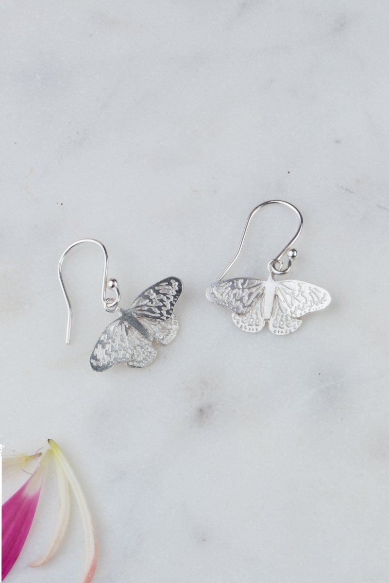 Amanda Coleman Butterfly Drop Earrings in Sterling Silver