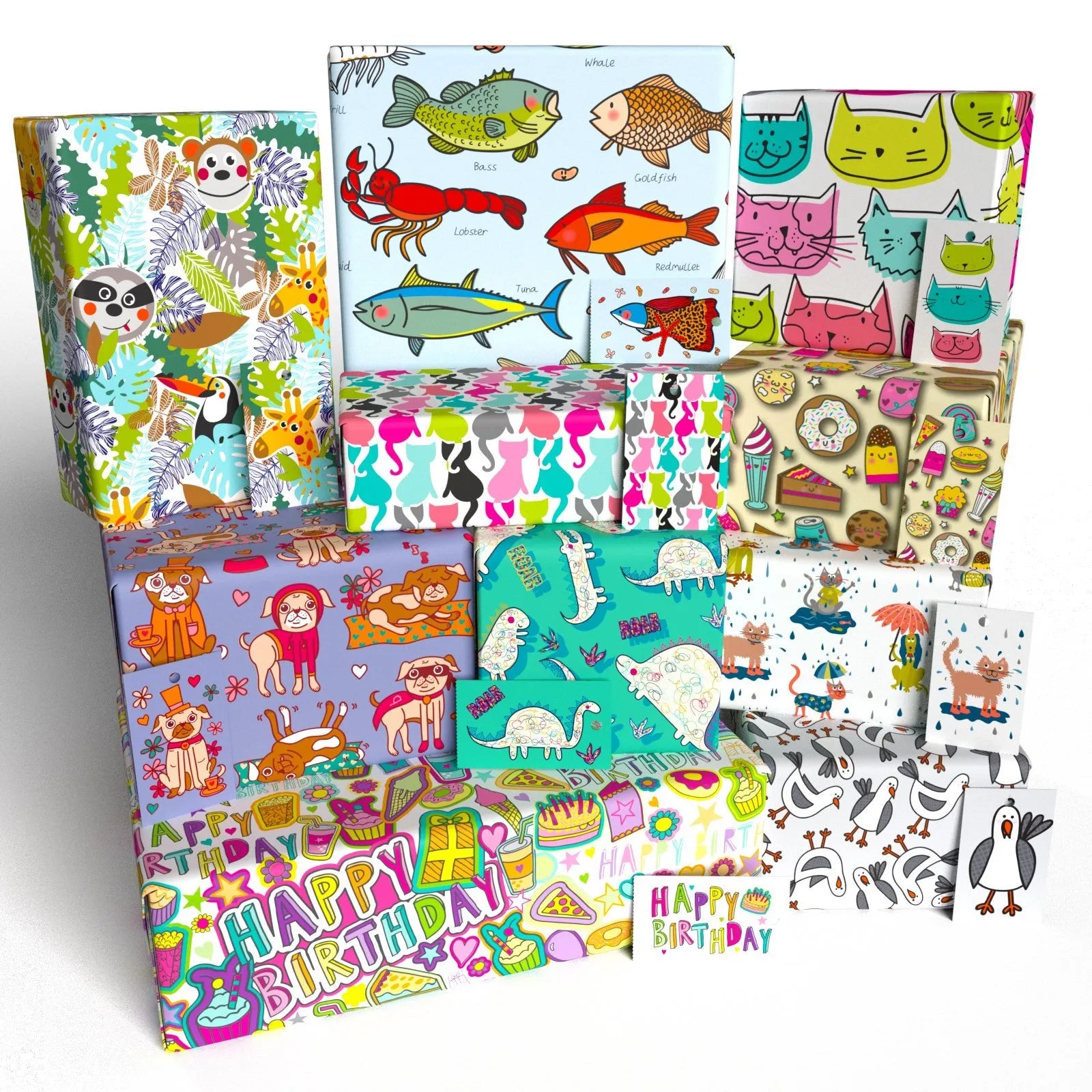 Children's Wrapping Paper by Rosie Parkinson 10 Pack