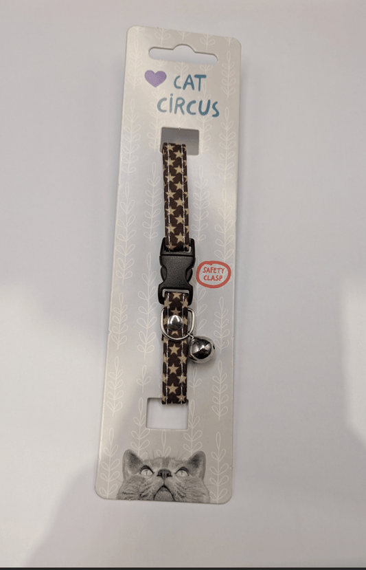 Cat Safety Collar, Brown Star Print