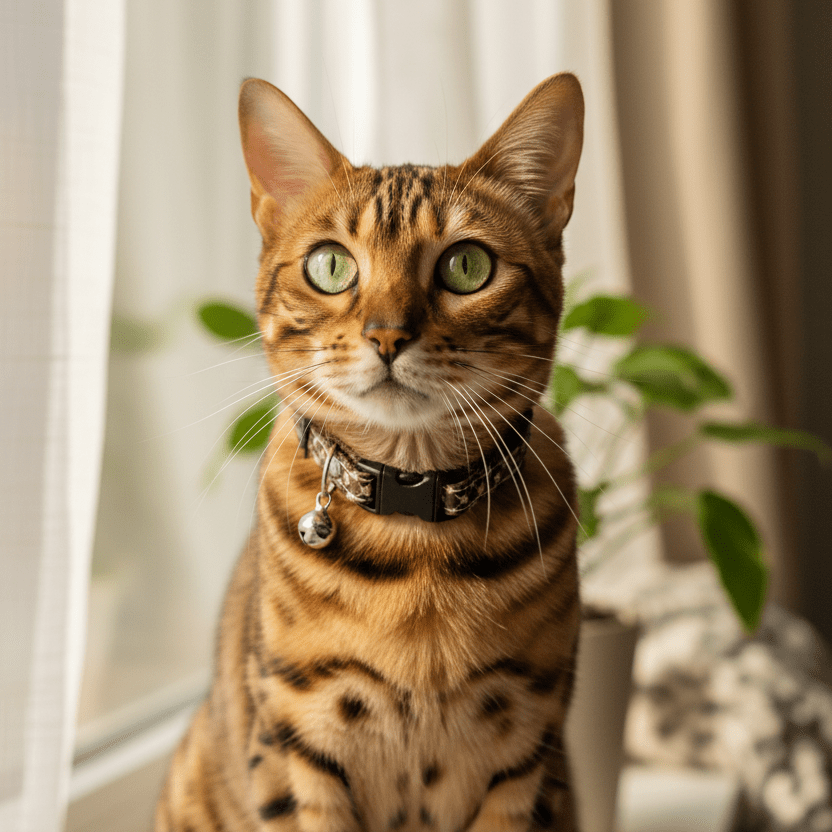 Cat Safety Collar, Brown Star Print