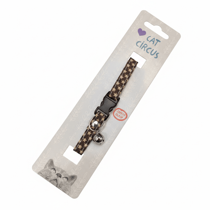 Cat Safety Collar, Brown Star Print