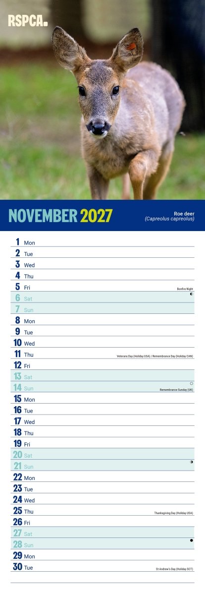 RSPCA British Wildlife - Slim Calendar 2027