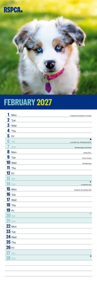 RSPCA I Love Puppies - Slim Calendar 2027