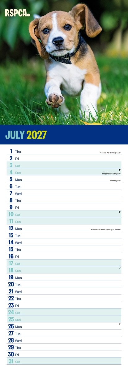 RSPCA I Love Puppies - Slim Calendar 2027