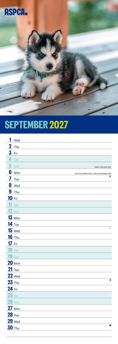 RSPCA I Love Puppies - Slim Calendar 2027