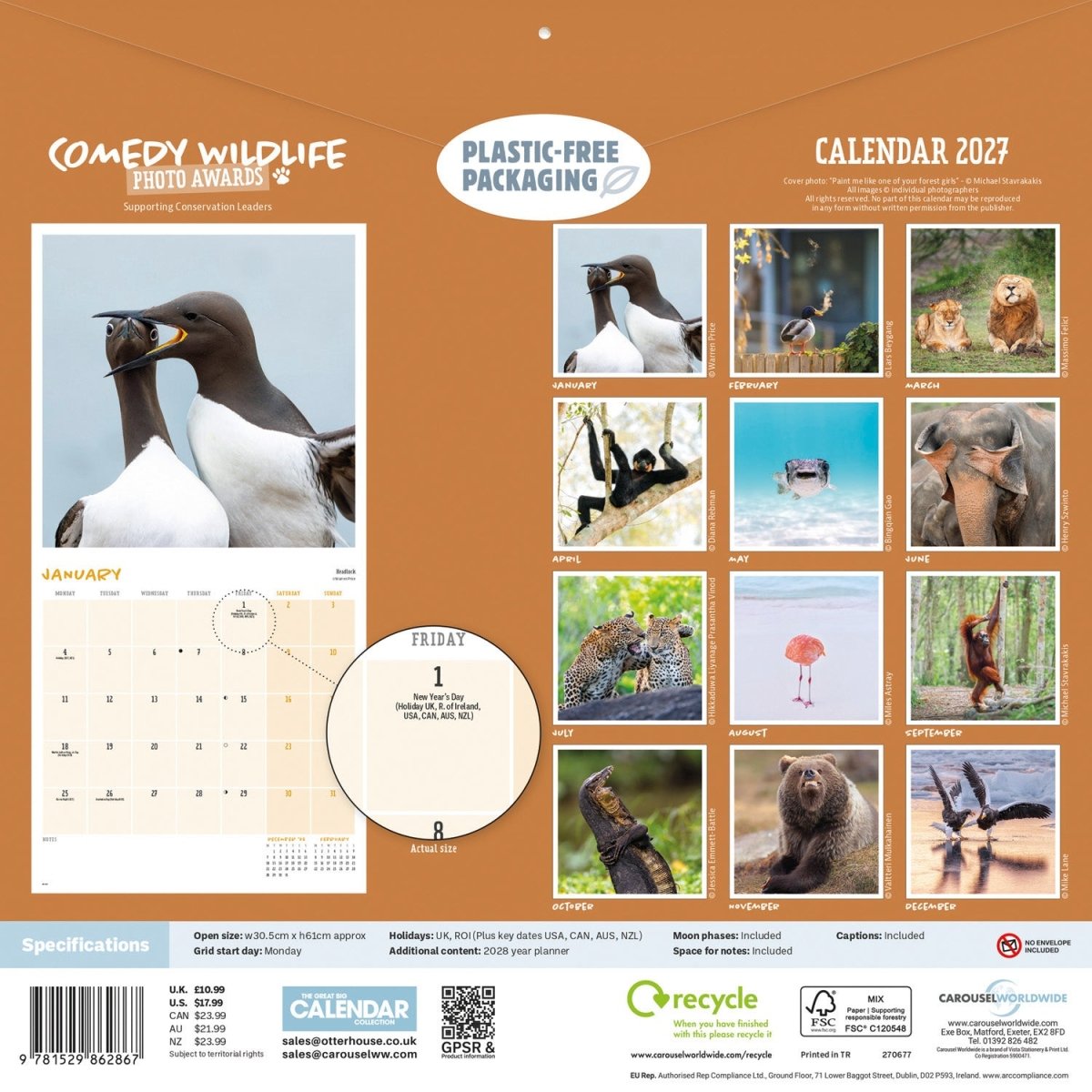 Comedy Wildlife Photography Awards - Square Wall Calendar 2027