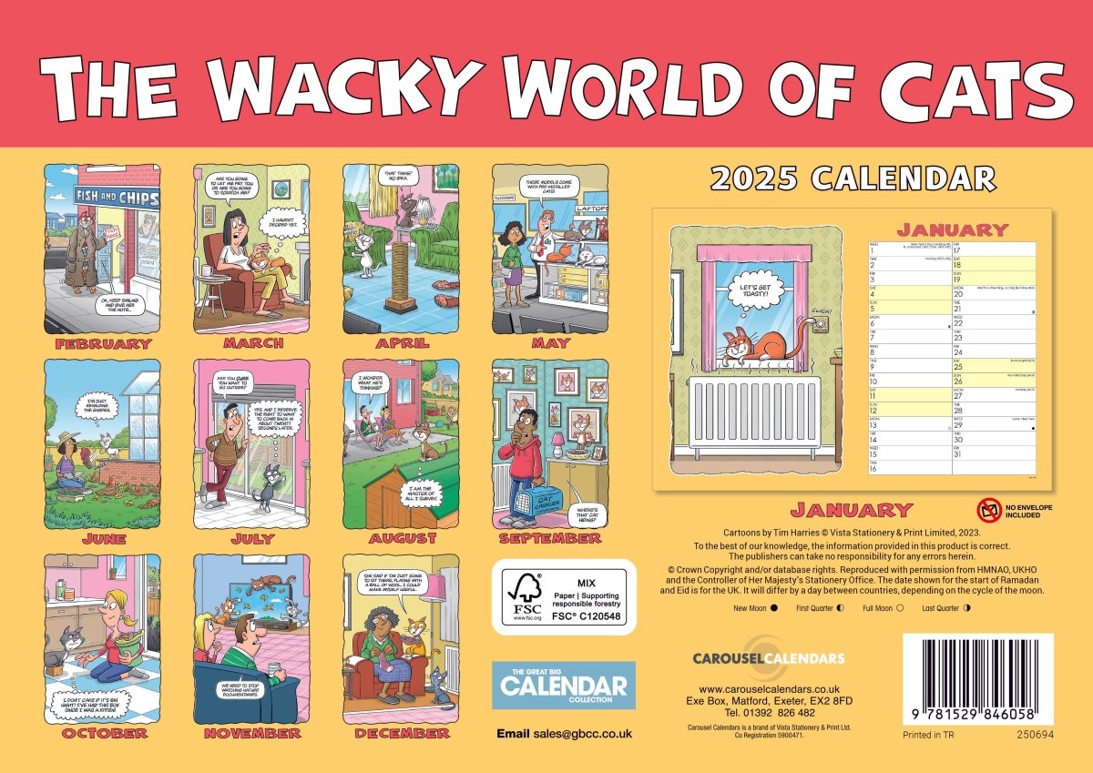 The Wacky World Of Cats A4 Calendar 2025