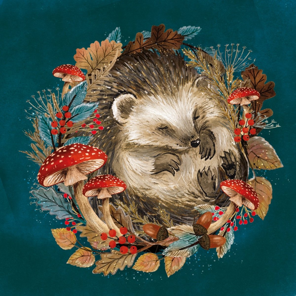 Hibernating Hedgehog Christmas Cards, 10 Pack