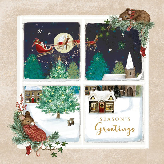 Festive Window Christmas Cards, 10 Pack