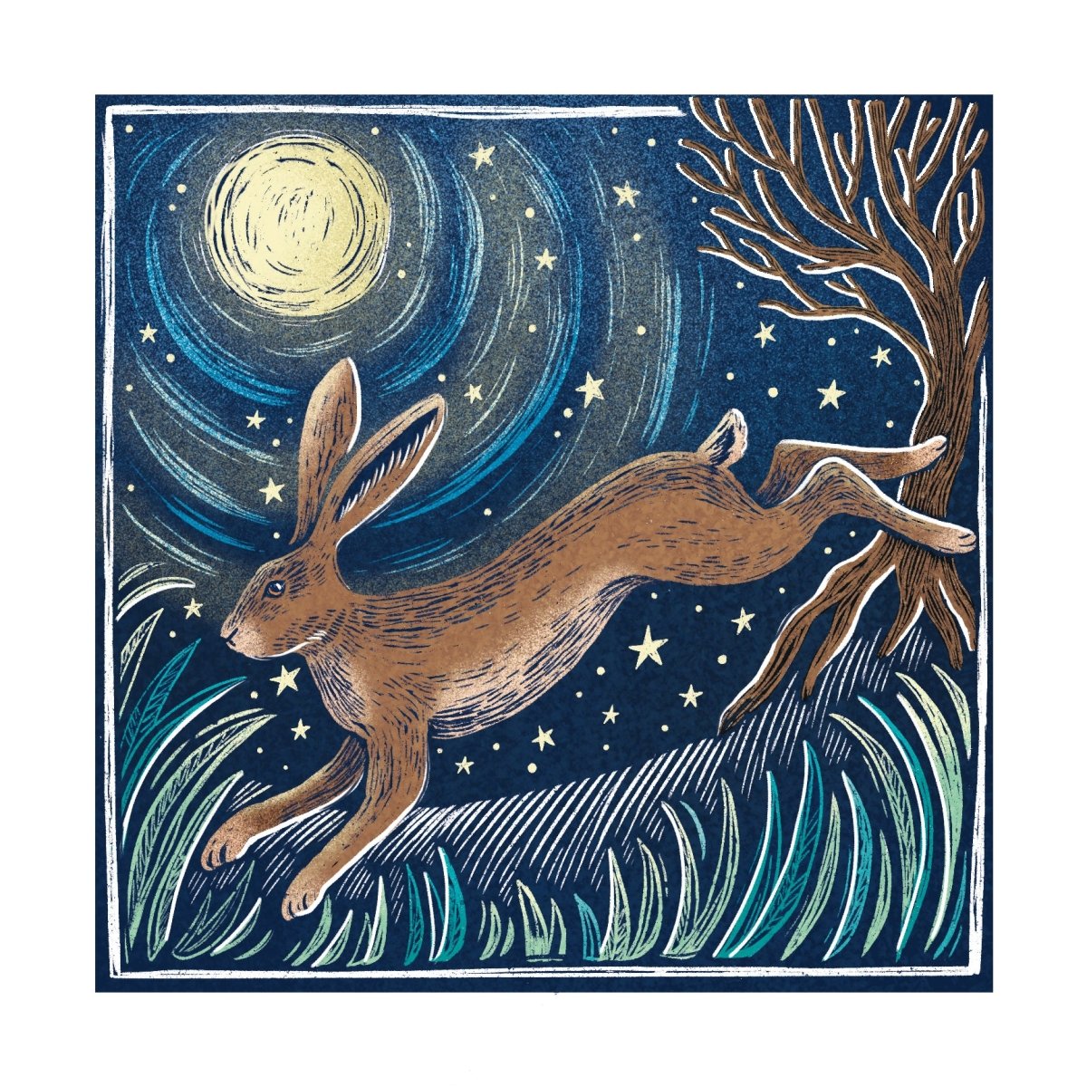 Leaping Hare Christmas Cards, 10 Pack