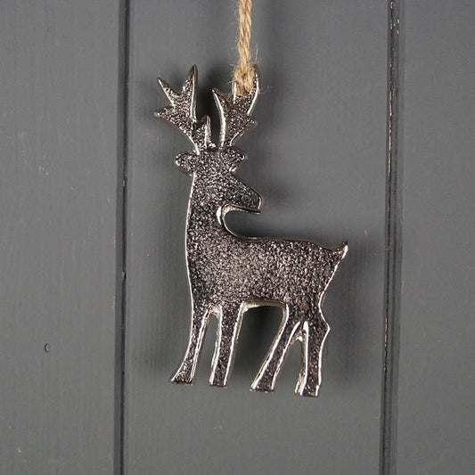 Silver Metal Reindeer Decoration