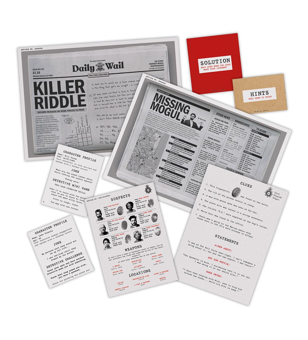 Whodunnit Mystery Game Christmas Crackers, 6 Pack