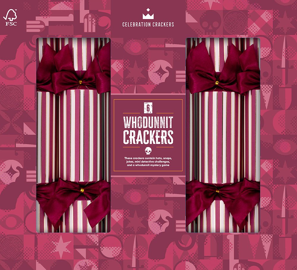 Whodunnit Mystery Game Christmas Crackers, 6 Pack