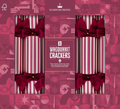 Whodunnit Mystery Game Christmas Crackers, 6 Pack