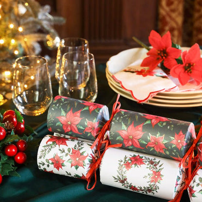 Poinsettia Wreath Christmas Cracker, 6 Pack