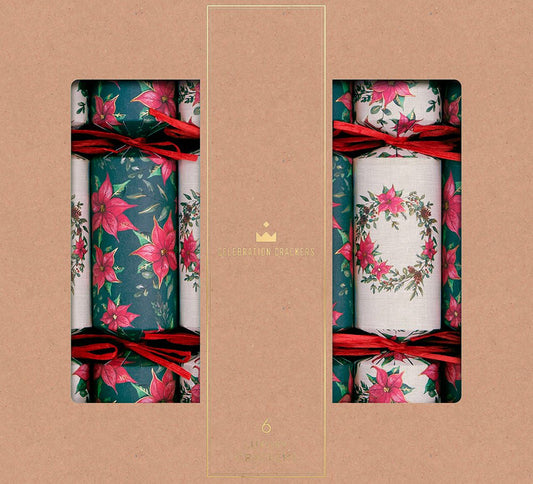 Poinsettia Wreath Christmas Cracker, 6 Pack