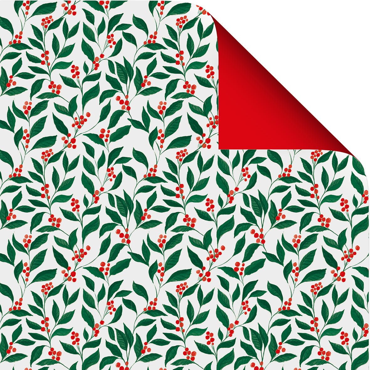 Red Berry Christmas Wrapping Paper - 6 Sheets