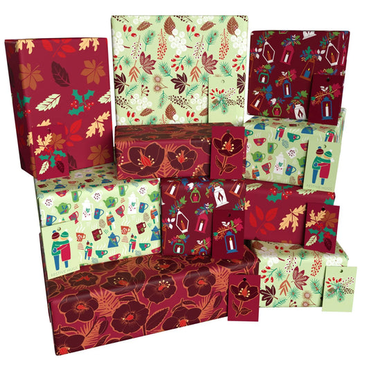 Christmas Brown Ten Pack Recycled Wrapping Paper by Kate Heiss