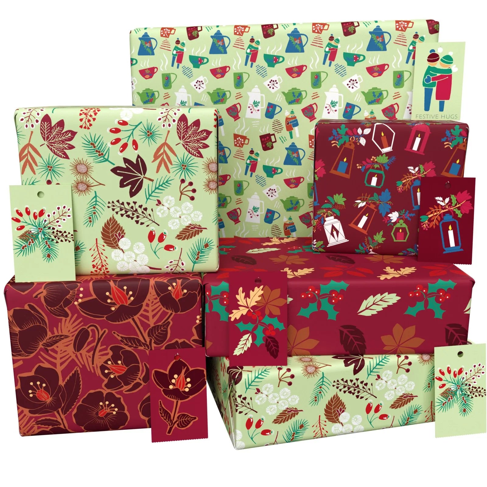 Christmas Brown Ten Pack Recycled Wrapping Paper by Kate Heiss