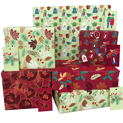 Christmas Brown Ten Pack Recycled Wrapping Paper by Kate Heiss